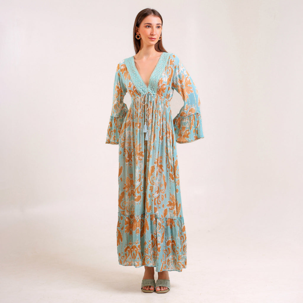 turquoise lace country dress Rustic Charm Maxi Dress Turquoise M