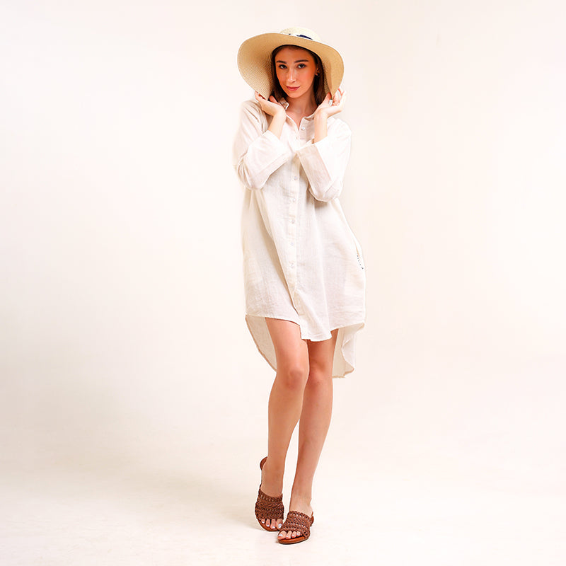 pearl shirt dress Polished Pearl Contrast Trim Printed Shirt Dress Glamour Farms Boutique