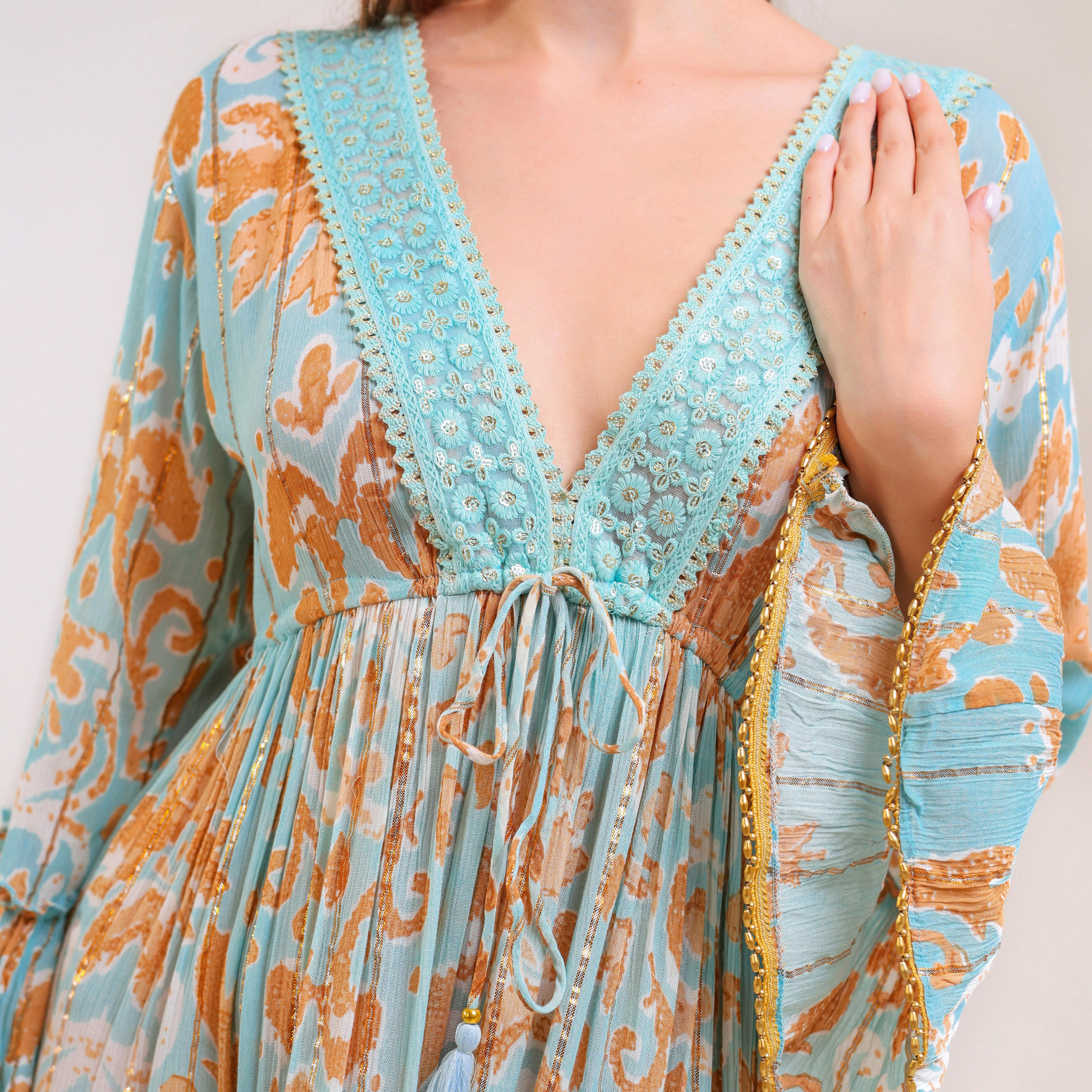 Rustic Charm Maxi Dress Turquoise M Rustic Charm Maxi Dress Turquoise M