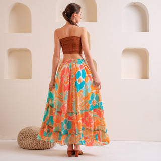 Tropical Escape Maxi Skirt Orange